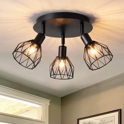 OEM Lámpara De Techo Con 3 Focos Ajustables, Foco De Techo Negro Con 3 Focos Giratorios Y Ajustables, Casquillo E14, Tira De Luz Retro Para Dormitorio O Sala De Estar, Bombillas No Incluidas. OEM Lámpara De Techo Con 3 Focos Ajustables, Foco De Techo Negro Con 3 Focos Giratorios Y Ajustables, Casquillo E14, Tira De Luz Retro Para Dormitorio O Sala De Estar, Bombillas No Incluidas.