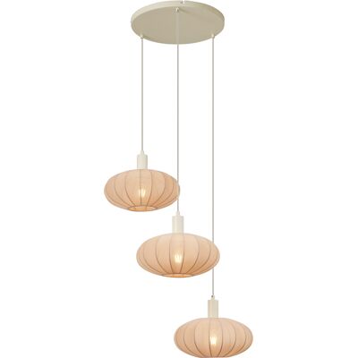 Japandi Lámpara Colgante Japandi Beige Con Pantalla De Tela 3 Luces - Bida Textil /acero Redonda Adecuado Para Led Max. 3 X 15 Watt - Qazqa Japandi Lámpara Colgante Japandi Beige Con Pantalla De Tela 3 Luces - Bida Textil /acero Redonda Adecuado Para Led Max. 3 X 15 Watt - Qazqa