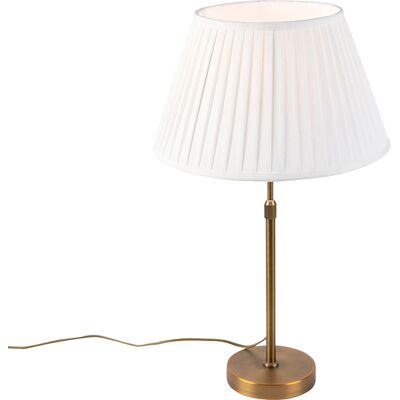 Clásico/antiguo Lámpara De Mesa De Bronce Con Pantalla Plisada Blanca 35 Cm - Parte Textil /acero Cilíndra /alargada /redonda Adecuado Para Led Max. 1 X 60 Watt - Qazqa Clásico/antiguo Lámpara De Mesa De Bronce Con Pantalla Plisada Blanca 35 Cm - Parte Textil /acero Cilíndra /alargada /redonda Adecuado Para Led Max. 1 X 60 Watt - Qazqa