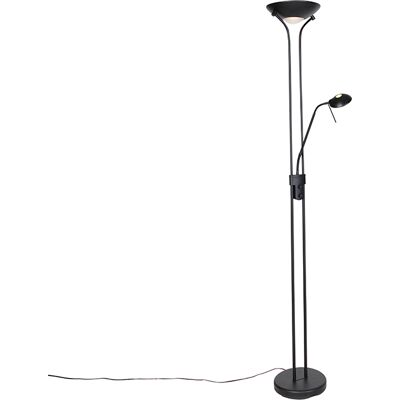 Moderno Lámpara De Pie Moderna Negra Con Luz De Lectura Con Led Regulable A Cálido - Diva Vidrio /acero Alargada Incluye Led Max. 1 X 23 Watt - Qazqa Moderno Lámpara De Pie Moderna Negra Con Luz De Lectura Con Led Regulable A Cálido - Diva Vidrio /acero Alargada Incluye Led Max. 1 X 23 Watt - Qazqa