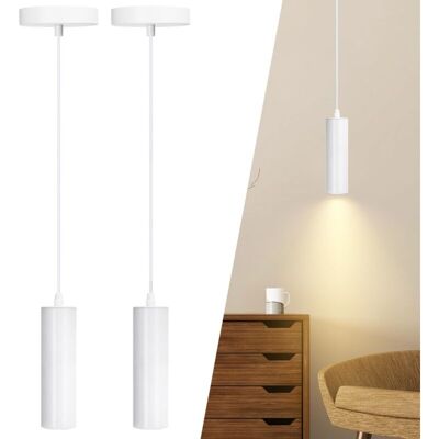 OEM Lámpara Colgante De Metal Blanco, Lámpara De Techo Cilíndrica Moderna, Juego De 2, Bombilla No Incluida (gu10) -crezuo OEM Lámpara Colgante De Metal Blanco, Lámpara De Techo Cilíndrica Moderna, Juego De 2, Bombilla No Incluida (gu10) -crezuo