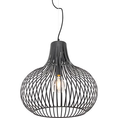 Qazqa Moderno Lámpara Colgante Moderna Negra 48 Cm - Saffira Aluminio Redonda Adecuado Para Led Max. 1 X 40 Watt Qazqa Moderno Lámpara Colgante Moderna Negra 48 Cm - Saffira Aluminio Redonda Adecuado Para Led Max. 1 X 40 Watt
