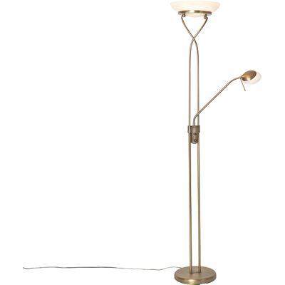 Qazqa - Moderno Lámpara De Pie De Bronce Con Led Y Regulador De Intensidad Con Luz De Lectura - Empoli Acero /vidrio Alargada Incluye Led Max. 1 X 30 Watt Qazqa - Moderno Lámpara De Pie De Bronce Con Led Y Regulador De Intensidad Con Luz De Lectura - Empoli Acero /vidrio Alargada Incluye Led Max. 1 X 30 Watt