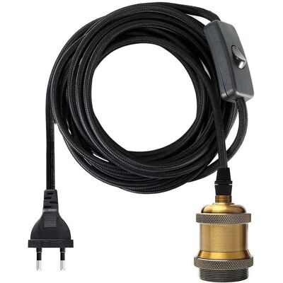 OEM Casquillo E27 Con Interruptor, Cable Textil De 1,2 Metros Para Portalámparas/lámpara Colgante Edison Retro/lámpara Creativa, Adaptador De Lámpara De Latón Vintage - Crezuo OEM Casquillo E27 Con Interruptor, Cable Textil De 1,2 Metros Para Portalámparas/lámpara Colgante Edison Retro/lámpara Creativa, Adaptador De Lámpara De Latón Vintage - Crezuo