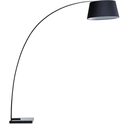 BELIANI Lámpara De Pie De Metal Negro Pantalla Tambor Poli Algodón Base Mármol 188 Cm Forma Curva Moderno Benue BELIANI Lámpara De Pie De Metal Negro Pantalla Tambor Poli Algodón Base Mármol 188 Cm Forma Curva Moderno Benue