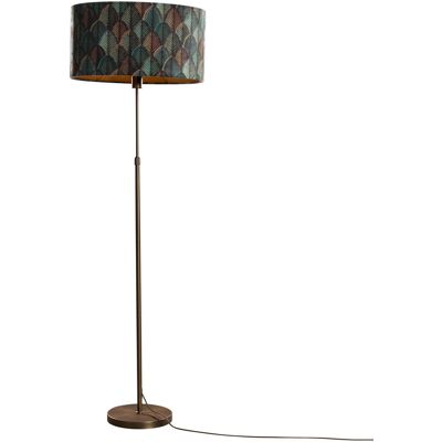 QAZQA - Lámpara Art Déco de Bronce - Pantalla de Terciopelo - Lámpara de Pie QAZQA - Lámpara Art Déco de Bronce - Pantalla de Terciopelo - Lámpara de Pie