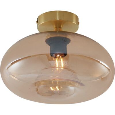 Qazqa - Art Déco Lámpara De Techo Art Déco De Latón Con Cristal Ámbar - Busa Vidrio /metálica Redonda Adecuado Para Led Max. 1 X 15 Watt Qazqa - Art Déco Lámpara De Techo Art Déco De Latón Con Cristal Ámbar - Busa Vidrio /metálica Redonda Adecuado Para Led Max. 1 X 15 Watt