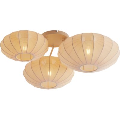 Qazqa Lámpara De Techo Japandi Beige 3 Luces - Multi Bida Qazqa Lámpara De Techo Japandi Beige 3 Luces - Multi Bida