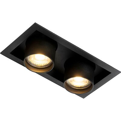 Moderno Foco Empotrado Moderno Negro Regulable 2-luces - Roof Aluminio Rectangular Adecuado Para Led Max. 2 X 50 Watt - Qazqa Moderno Foco Empotrado Moderno Negro Regulable 2-luces - Roof Aluminio Rectangular Adecuado Para Led Max. 2 X 50 Watt - Qazqa