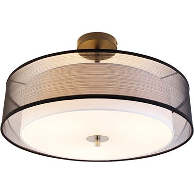 QAZQA Lámpara de Techo Moderna 50cm - Drum Duo - Negro/Blanco - Acero QAZQA Lámpara de Techo Moderna 50cm - Drum Duo - Negro/Blanco - Acero