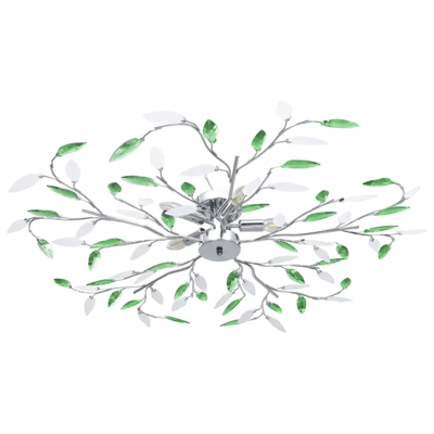 HELLOSHOP26 Lámpara De Techo Colgante De Diseño Contemporáneo En Forma De Hoja 100 X 15 Cm De Metal Cromado Verde 020046501 HELLOSHOP26 Lámpara De Techo Colgante De Diseño Contemporáneo En Forma De Hoja 100 X 15 Cm De Metal Cromado Verde 020046501