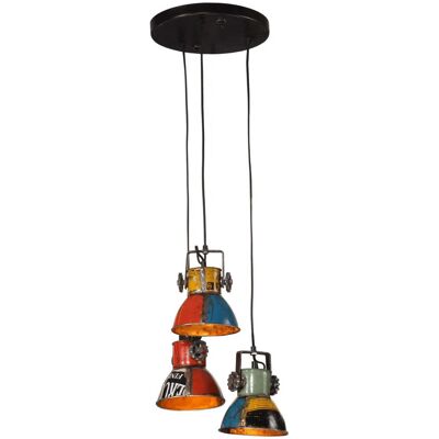 HELLOSHOP26 Lámpara Colgante De Estilo Industrial Con 3 Pantallas 30 X 30 X 100 Cm De Hierro Multicolor 020047504 HELLOSHOP26 Lámpara Colgante De Estilo Industrial Con 3 Pantallas 30 X 30 X 100 Cm De Hierro Multicolor 020047504