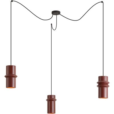 Qazqa Lámpara Colgante Retro Roja Con Negro 3 Luces - Monti Qazqa Lámpara Colgante Retro Roja Con Negro 3 Luces - Monti