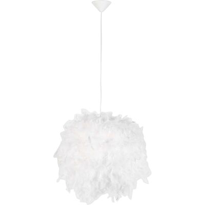 Rústico Lámpara Colgante Rústica Blanca - Feather Plástico /textil Redonda Adecuado Para Led Max. 1 X 40 Watt - Qazqa Rústico Lámpara Colgante Rústica Blanca - Feather Plástico /textil Redonda Adecuado Para Led Max. 1 X 40 Watt - Qazqa