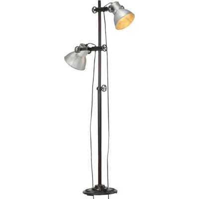 HELLOSHOP26 Lámpara De Pie Con 2 Pantallas Ajustables Estilo Industrial Dormitorio 28 X 140 Cm De Hierro Plateado 020046697 HELLOSHOP26 Lámpara De Pie Con 2 Pantallas Ajustables Estilo Industrial Dormitorio 28 X 140 Cm De Hierro Plateado 020046697