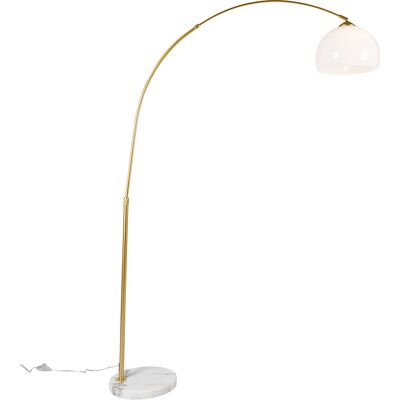 Moderno Lámpara De Pie De Arco Inteligente Latón Con Pantalla Blanca Incl. Wifi A60 - Arc Basic Acero /plástico /mármol Redonda /alargada Adecuado Para Led Max. 1 X 4.9 Watt - Qazqa Moderno Lámpara De Pie De Arco Inteligente Latón Con Pantalla Blanca Incl. Wifi A60 - Arc Basic Acero /plástico /mármol Redonda /alargada Adecuado Para Led Max. 1 X 4.9 Watt - Qazqa