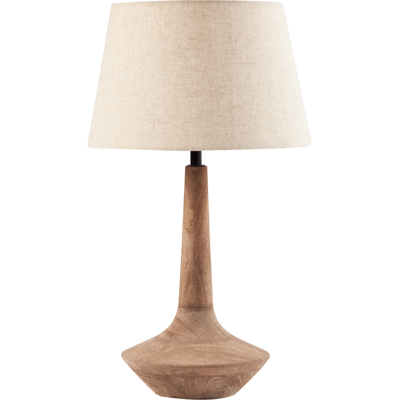 Beliani - Lámpara De Mesa Moderna Pantalla De Lino De Algodón 54 Cm Una Luz Base De Madera De Mango Marrón Oscuro Godawari Beliani - Lámpara De Mesa Moderna Pantalla De Lino De Algodón 54 Cm Una Luz Base De Madera De Mango Marrón Oscuro Godawari