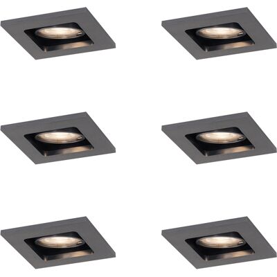 Qazqa Set De 6 Focos Empotrables Modernos Color Bronce De Cañón Gu10 50mm Redondos Orientables - Qure Aluminio Adecuado Para Led Max. 1 X 10 Watt Qazqa Set De 6 Focos Empotrables Modernos Color Bronce De Cañón Gu10 50mm Redondos Orientables - Qure Aluminio Adecuado Para Led Max. 1 X 10 Watt