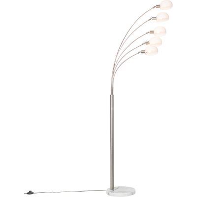 Diseño Lámpara De Pie De Diseño De Acero Con Cristal Opalino De 5 Luces - Sixties Marmo Mármol /acero /vidrio Alargada Adecuado Para Led Max. 5 X 25 Watt - Qazqa Diseño Lámpara De Pie De Diseño De Acero Con Cristal Opalino De 5 Luces - Sixties Marmo Mármol /acero /vidrio Alargada Adecuado Para Led Max. 5 X 25 Watt - Qazqa