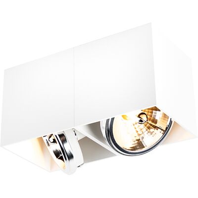 Diseño Foco De Diseño Blanco Rectangular 2 Luces - Box Aluminio Rectangular Adecuado Para Led Max. 2 X 3 Watt - Qazqa Diseño Foco De Diseño Blanco Rectangular 2 Luces - Box Aluminio Rectangular Adecuado Para Led Max. 2 X 3 Watt - Qazqa