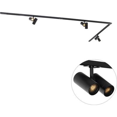 Moderno Sistema De Rieles De Iluminación Moderno Con 3 Focos Negros Monofásico - Iconic Scopio Metálica /plástico Alargada Adecuado Para Led Max. 6 X 10 Watt - Qazqa Moderno Sistema De Rieles De Iluminación Moderno Con 3 Focos Negros Monofásico - Iconic Scopio Metálica /plástico Alargada Adecuado Para Led Max. 6 X 10 Watt - Qazqa