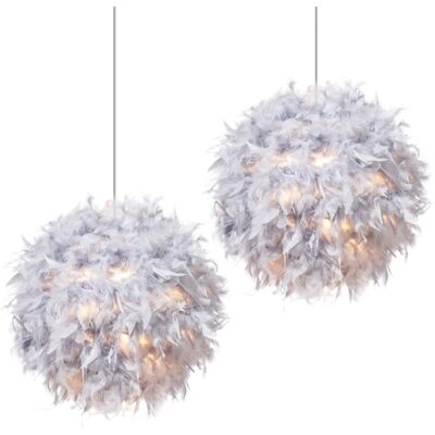 Wottes - Lámpara colgante moderna de plumas gris - 2 piezas - Lámpara colgante Wottes - Lámpara colgante moderna de plumas gris - 2 piezas - Lámpara colgante