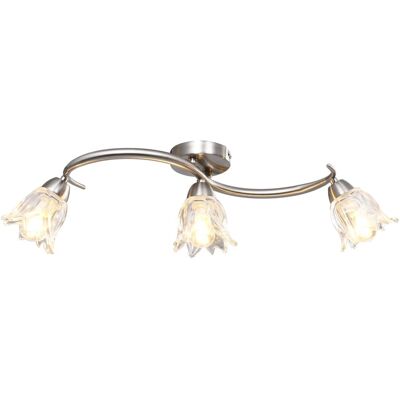 Lámpara de techo vidaXL con pantallas de cristal para 3 bombillas E14 Lámpara de techo vidaXL con pantallas de cristal para 3 bombillas E14