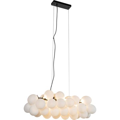 Qazqa Lámpara Colgante Negra Con Cristal Opalino 8 Luces Oblonga Qazqa Lámpara Colgante Negra Con Cristal Opalino 8 Luces Oblonga