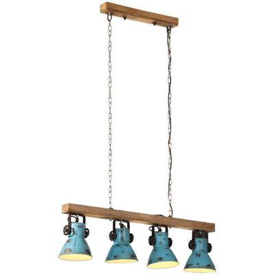 HELLOSHOP26 Lámpara De Techo Industrial Con 4 Pantallas 90 X 24 X 111 Cm Ambiente Acogedor Acabado Azul Lavado En Madera De Mango 020047494 HELLOSHOP26 Lámpara De Techo Industrial Con 4 Pantallas 90 X 24 X 111 Cm Ambiente Acogedor Acabado Azul Lavado En Madera De Mango 020047494