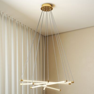JHY DESIGN Lámpara De Techo Led De 50 W, Con 5 Tubos De Luz Ajustables, Ideal Para Salón, Comedor Y Cocina. Color Dorado Y Blanco. JHY DESIGN Lámpara De Techo Led De 50 W, Con 5 Tubos De Luz Ajustables, Ideal Para Salón, Comedor Y Cocina. Color Dorado Y Blanco.