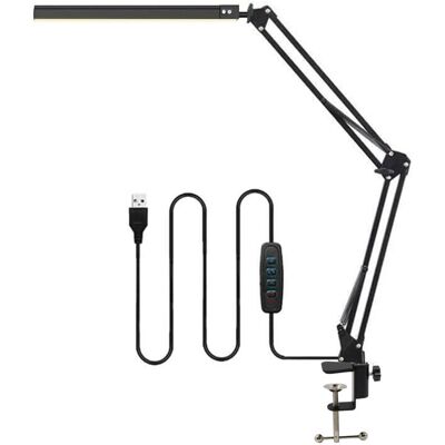 OEM Lámpara De Escritorio Y Lectura Led Negra Con Puerto Usb, Brazo Giratorio Y Pinza, Regulable, 3 Modos De Color, Protección Ocular. OEM Lámpara De Escritorio Y Lectura Led Negra Con Puerto Usb, Brazo Giratorio Y Pinza, Regulable, 3 Modos De Color, Protección Ocular.