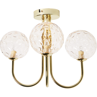 Beliani - Lámpara De Techo Moderna Vidrio 3 Luces Metal Redonda Colgante Beige Y Oro Anadyr Beliani - Lámpara De Techo Moderna Vidrio 3 Luces Metal Redonda Colgante Beige Y Oro Anadyr