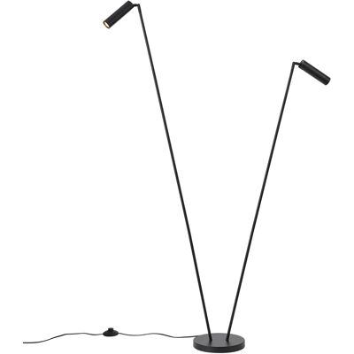 Qazqa Lámpara De Pie Moderna Negra 2-luces Gu10 35mm - Thomas Qazqa Lámpara De Pie Moderna Negra 2-luces Gu10 35mm - Thomas