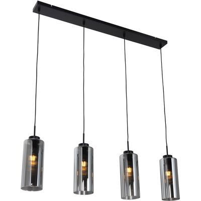 Moderno Lámpara Colgante Inteligente Negra Con Cristal Ahumado 4 Luces Incl. 4 Wifi St64 - Laura Vidrio /acero Rectangular Adecuado Para Led Max. 4 X 7 Watt - Qazqa Moderno Lámpara Colgante Inteligente Negra Con Cristal Ahumado 4 Luces Incl. 4 Wifi St64 - Laura Vidrio /acero Rectangular Adecuado Para Led Max. 4 X 7 Watt - Qazqa