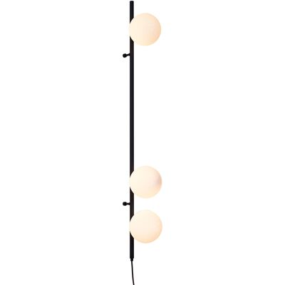 Diseño Lámpara De Pared De Diseño Negra Con Cristal Mate 3-luces - Vertical Metálica /vidrio Esfera /alargada Adecuado Para Led Max. 3 X 8 Watt - Qazqa Diseño Lámpara De Pared De Diseño Negra Con Cristal Mate 3-luces - Vertical Metálica /vidrio Esfera /alargada Adecuado Para Led Max. 3 X 8 Watt - Qazqa