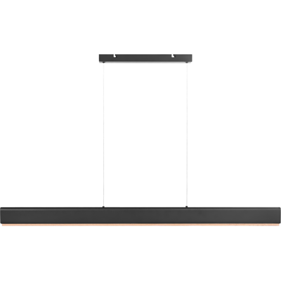 BELIANI Lámpara Led Colgante Lineal De Metal 120 Cm Estilo Escandinavo Moderno Pantalla De Madera Negro Y Marrón Claro Mara BELIANI Lámpara Led Colgante Lineal De Metal 120 Cm Estilo Escandinavo Moderno Pantalla De Madera Negro Y Marrón Claro Mara