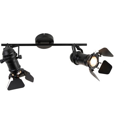 Industrial Foco Inteligente Negro Con Wifi Gu10 2-luces Con Aletas - Movie Acero Inoxidable Redonda /alargada Adecuado Para Led Max. 2 X 5 Watt - Qazqa Industrial Foco Inteligente Negro Con Wifi Gu10 2-luces Con Aletas - Movie Acero Inoxidable Redonda /alargada Adecuado Para Led Max. 2 X 5 Watt - Qazqa