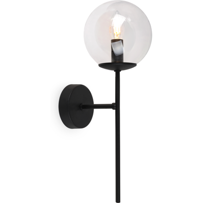 OEM Aplique Negro Siena 1 Lámpara Plana Transparente E14 OEM Aplique Negro Siena 1 Lámpara Plana Transparente E14