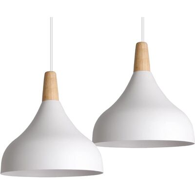 OEM 2 Piezas Lámpara Colgante Moderna, Lámpara De Techo Madera Metal Estilo Nordico Iluminación E27 Luz De Techo Interior Para Comedor Salon Dormitorio, 20cm (blanco) OEM 2 Piezas Lámpara Colgante Moderna, Lámpara De Techo Madera Metal Estilo Nordico Iluminación E27 Luz De Techo Interior Para Comedor Salon Dormitorio, 20cm (blanco)