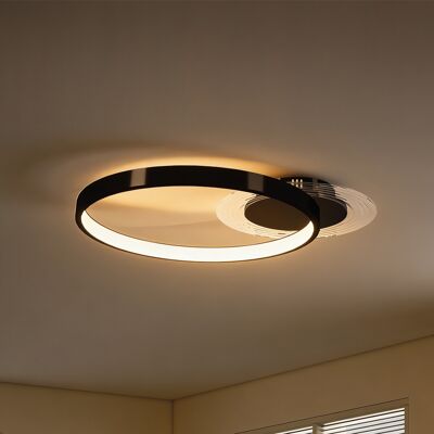 JHY DESIGN Lámpara De Techo Led Moderna Con 2 Anillos, Temperatura De Color Ajustable, 30 W De Potencia, Color Negro. JHY DESIGN Lámpara De Techo Led Moderna Con 2 Anillos, Temperatura De Color Ajustable, 30 W De Potencia, Color Negro.