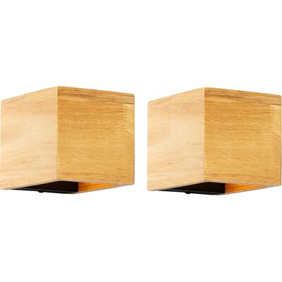 Rústico Set De 2 Apliques De Pared Madera Roble Incl. Wi-fi G9 - Transfer /acero Cuadrada Adecuado Para Led Max. 1 X 2.5 Watt - Qazqa Rústico Set De 2 Apliques De Pared Madera Roble Incl. Wi-fi G9 - Transfer /acero Cuadrada Adecuado Para Led Max. 1 X 2.5 Watt - Qazqa