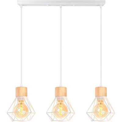 OEM 3 Luces Lámpara Colgante Vintage 16cm Retro Lámparas De Techo Diseño De Jaula Blanco Luz Colgante En Madera Hierro E27 Iluminación De Techo De Interior Para Comedor Cocina (araña 3 Luces B) OEM 3 Luces Lámpara Colgante Vintage 16cm Retro Lámparas De Techo Diseño De Jaula Blanco Luz Colgante En Madera Hierro E27 Iluminación De Techo De Interior Para Comedor Cocina (araña 3 Luces B)