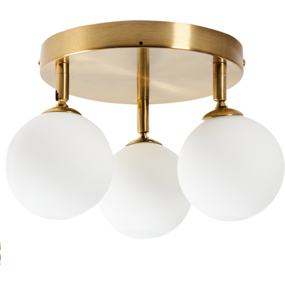 BELIANI Lámpara De Techo Moderna De Vidrio De 3 Luces Placa De Metal Redonda Colgante De Latón Blanco Mavilla BELIANI Lámpara De Techo Moderna De Vidrio De 3 Luces Placa De Metal Redonda Colgante De Latón Blanco Mavilla