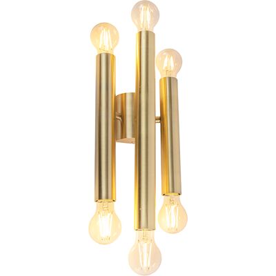 Art Déco Aplique De Pared Vintage Dorado 6 Luces - Tubi Acero Alargada Adecuado Para Led Max. 6 X 40 Watt - Qazqa Art Déco Aplique De Pared Vintage Dorado 6 Luces - Tubi Acero Alargada Adecuado Para Led Max. 6 X 40 Watt - Qazqa
