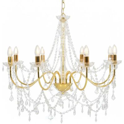 HELLOSHOP26 Lámpara De Araña De Diseño Elegante Con Cuentas De Cristal 80 X 75 Cm Estilo Antiguo Ambiente Acogedor De Metal Dorado 020046413 HELLOSHOP26 Lámpara De Araña De Diseño Elegante Con Cuentas De Cristal 80 X 75 Cm Estilo Antiguo Ambiente Acogedor De Metal Dorado 020046413