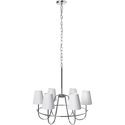BELIANI Lámpara De Araña Moderna De 6 Luces Estilo Tradicional Sala De Estar Comedor Base De Metal De Tela Plateado Yamethin BELIANI Lámpara De Araña Moderna De 6 Luces Estilo Tradicional Sala De Estar Comedor Base De Metal De Tela Plateado Yamethin