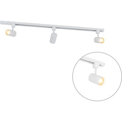 Sistema de carril moderno QAZQA - 3 focos - Blanco Sistema de carril moderno QAZQA - 3 focos - Blanco
