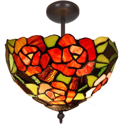 FIJALO Plafón Bajo De Techo Con Pantalla Tiffany, Luz Indirecta Diámetro 30cm Serie New York 247544 FIJALO Plafón Bajo De Techo Con Pantalla Tiffany, Luz Indirecta Diámetro 30cm Serie New York 247544