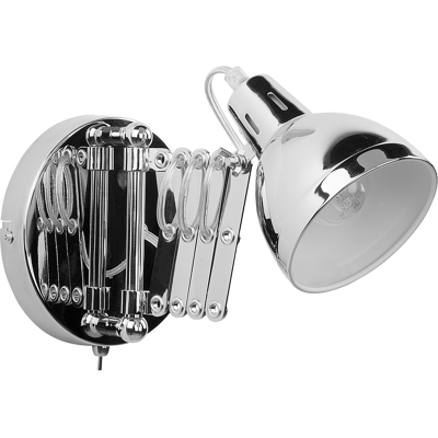 BELIANI Lámpara De Pared De Metal Plateado Aplique Brazo Ajustable Orientable Harrington BELIANI Lámpara De Pared De Metal Plateado Aplique Brazo Ajustable Orientable Harrington