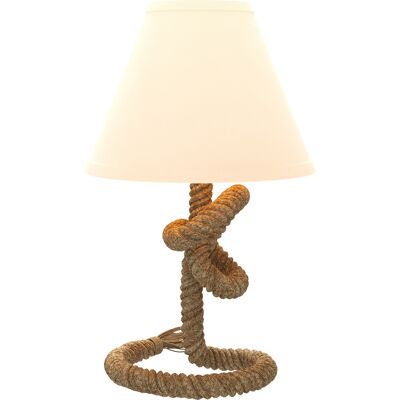 JHY DESIGN Lámpara De Mesa Led Con Base Metálica, Cable De Lino Y Pantalla De Tela, Máx. 40 W, Ø 28 X 45,5 Cm, Marrón Y Beige. JHY DESIGN Lámpara De Mesa Led Con Base Metálica, Cable De Lino Y Pantalla De Tela, Máx. 40 W, Ø 28 X 45,5 Cm, Marrón Y Beige.